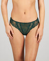 Model wears Sofia Thong in RAIN FOREST. On body front view