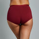 Model wears Body Cotton Full Brief Twin Pack in RHUBARB/LINEN. On body front view
