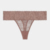 Lace Thong in MOCHA. Flat lay front view