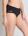 Model wears Comfit Collection Midi in BLACK. On body side view