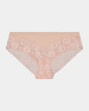 Lace Trim Brazilian in LATTE. Flat lay front view