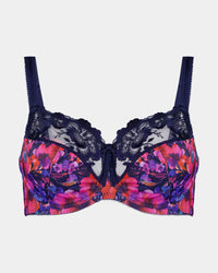Wild Violet Underwire Bra in JAZZY FLORAL PRINT. Flat lay front view