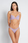 Stripe Elastic & Papertouch Tanga in CHALK VIOLET. Feature shot