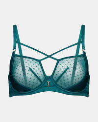 Lottie Underwire Bra in EVERGLADE. Flat lay front view