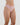 Model wears All Lacey Thong in SILVER PINK. On body side view