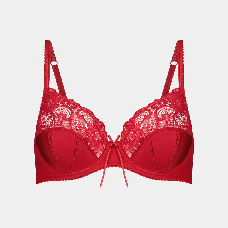 Iveta Underwire Bra in JESTER RED. Flat lay front view