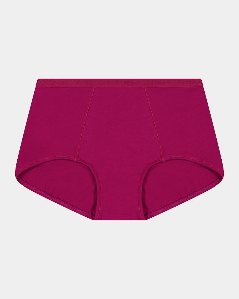 Body Cotton Full Brief in BEAUJOLAIS. Flat lay front view