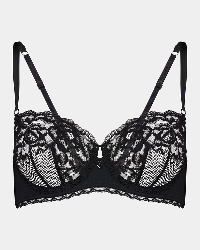 Delightfully So Underwire Bra in BLACK. Flat lay front view