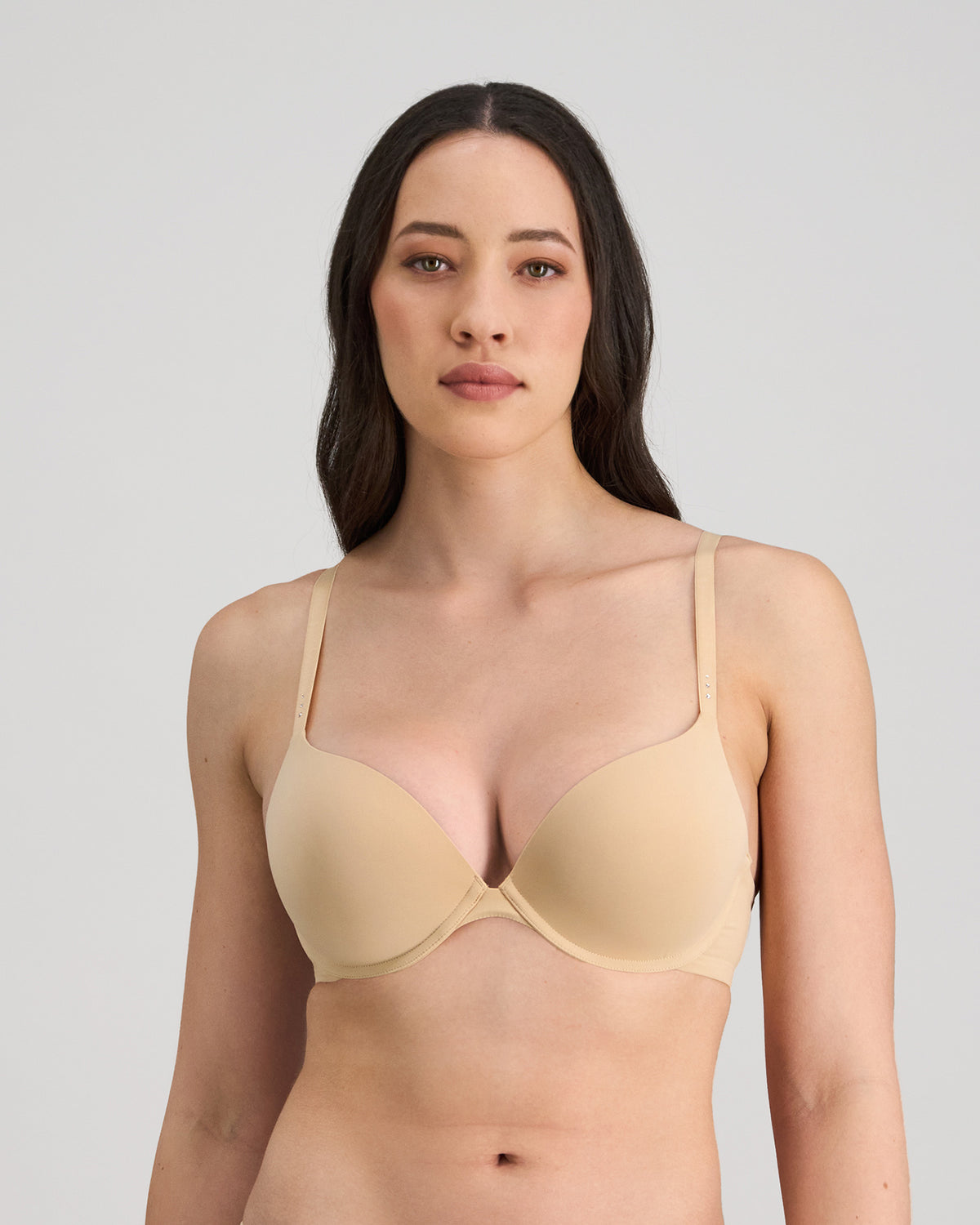 Model wears My Fit Smooth Push Up Bra in FRAPPE. On body front view