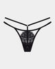 Nyx Thong in BLACK. Flat lay front view