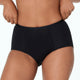 Model wears Body Cotton Full Brief in BLACK. On body front view