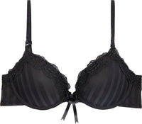 Alessandra Push Up Bra in BLACK. Flat lay front view