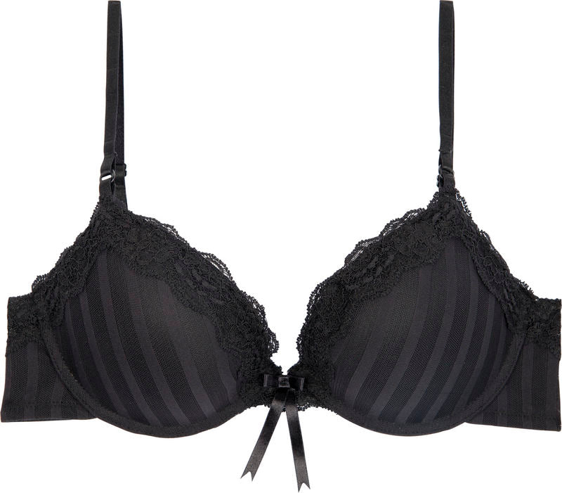 Alessandra Push Up Bra in BLACK. Flat lay front view