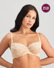 Model wears My Fit Lace Underwire Bra in FRAPPE. On body front view