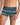 Model wears Rugby Stripe Mens Trunk in FOLIAGE GREEN/MEDEIVAL BLUE/MARLE. On body front view
