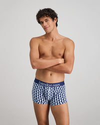 Retros Print Mens Trunk in OTHELLO PRINT. Feature shot