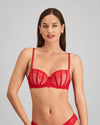 Model wears Sofia Contour Bra in SALSA. On body front view