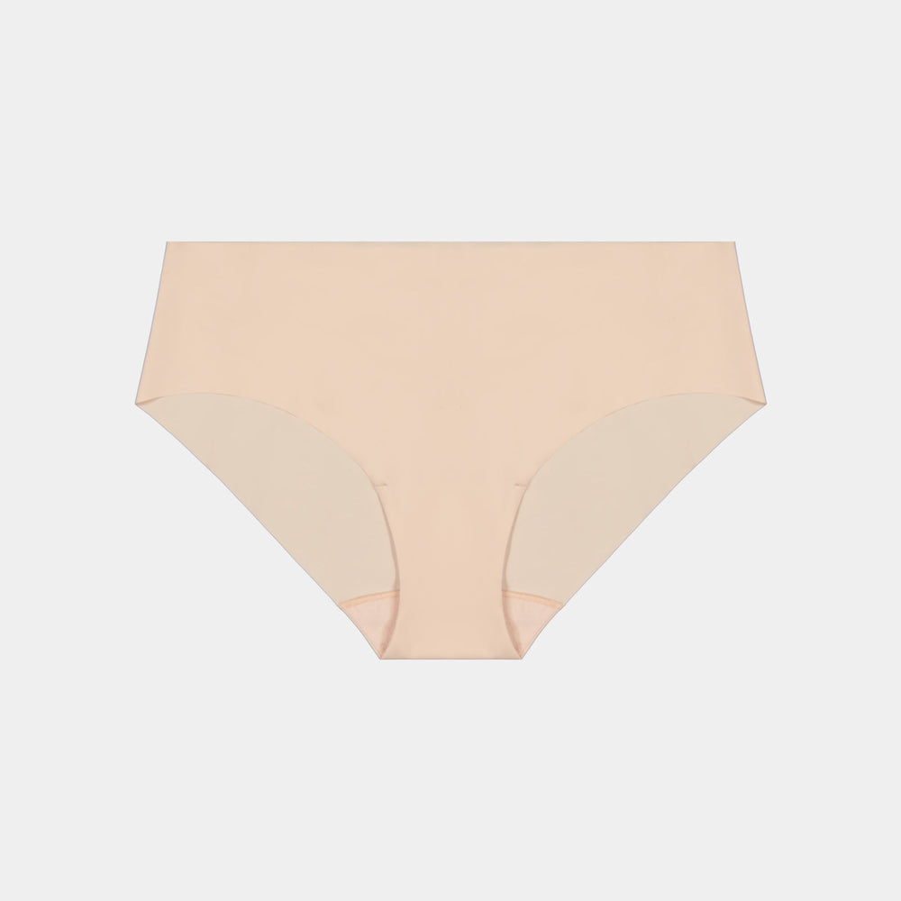 No Show Bikini in LATTE. Flat lay front view