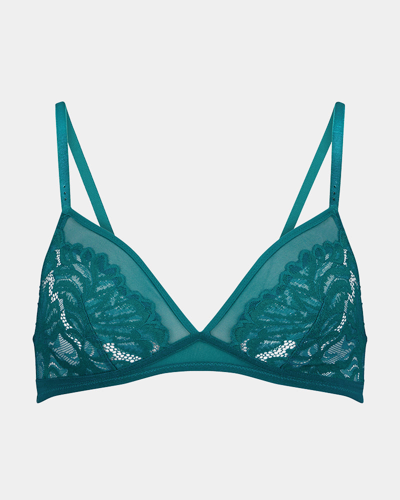 Celeste Bralette in EVERGLADE. Flat lay front view