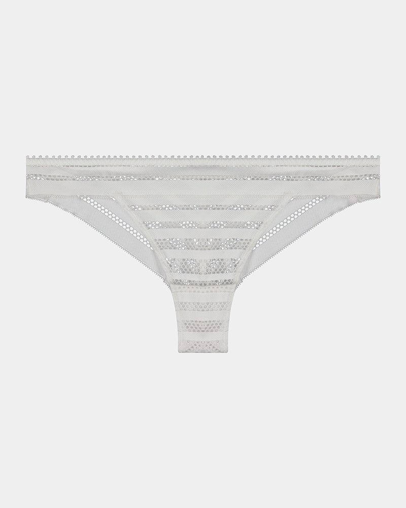Morning Lola Thong in WHITE. Flat lay front view