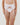 Model wears Una Elegance Suspender in SUGAR. On body front view
