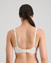 Model wears Yvette Underwire Bra in WHITE. On body back view