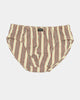 Cotton Stretch Mens Brief in OATMEAL STRIPE. Flat lay front view