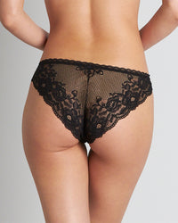 Model wears Delightfully So Bikini in BLACK. On body back view