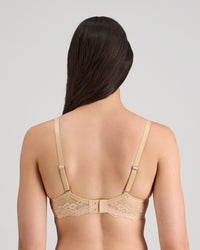 Model wears My Fit Lace Contour Bra in FRAPPE. On body back view