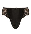 Body Lace Thong in BLACK. Flat lay front view