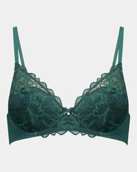 Embrace Contour Bra in RAIN FOREST. Flat lay front view