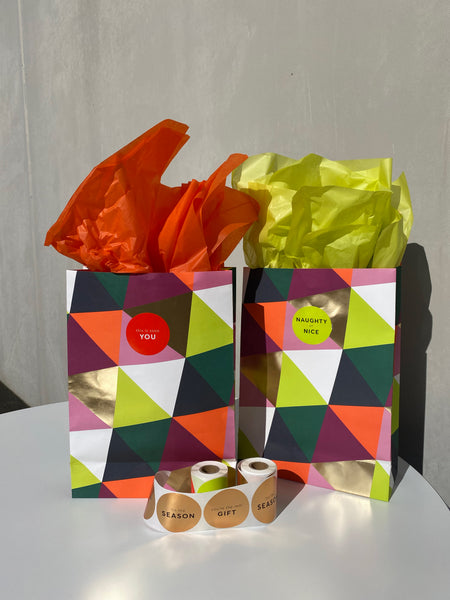 Geo Gift Bag Shopper Bag in MULTI. Feature shot