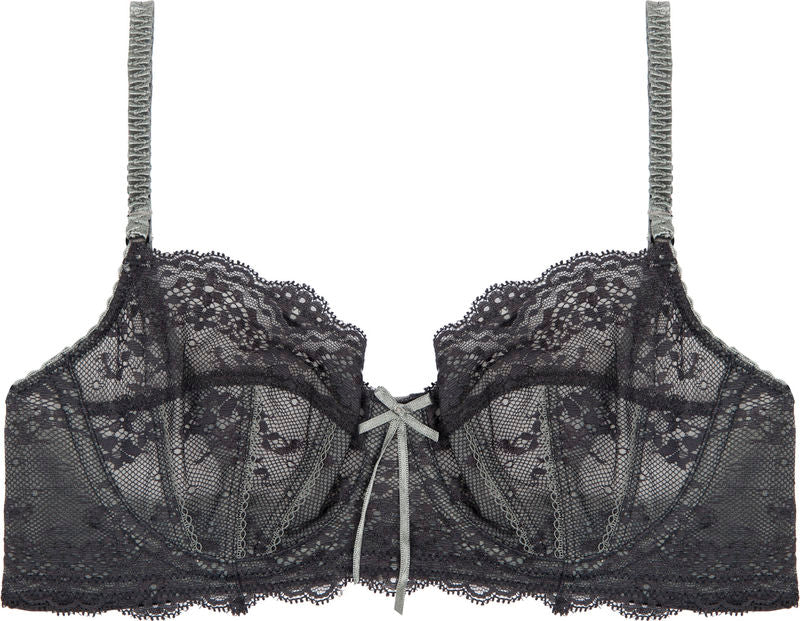 Sofia Underwire Bra in JET/PEWTER. Flat lay front view