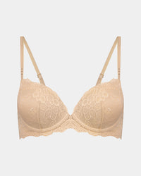 My Fit Lace Push Up Bra in FRAPPE. Flat lay front view