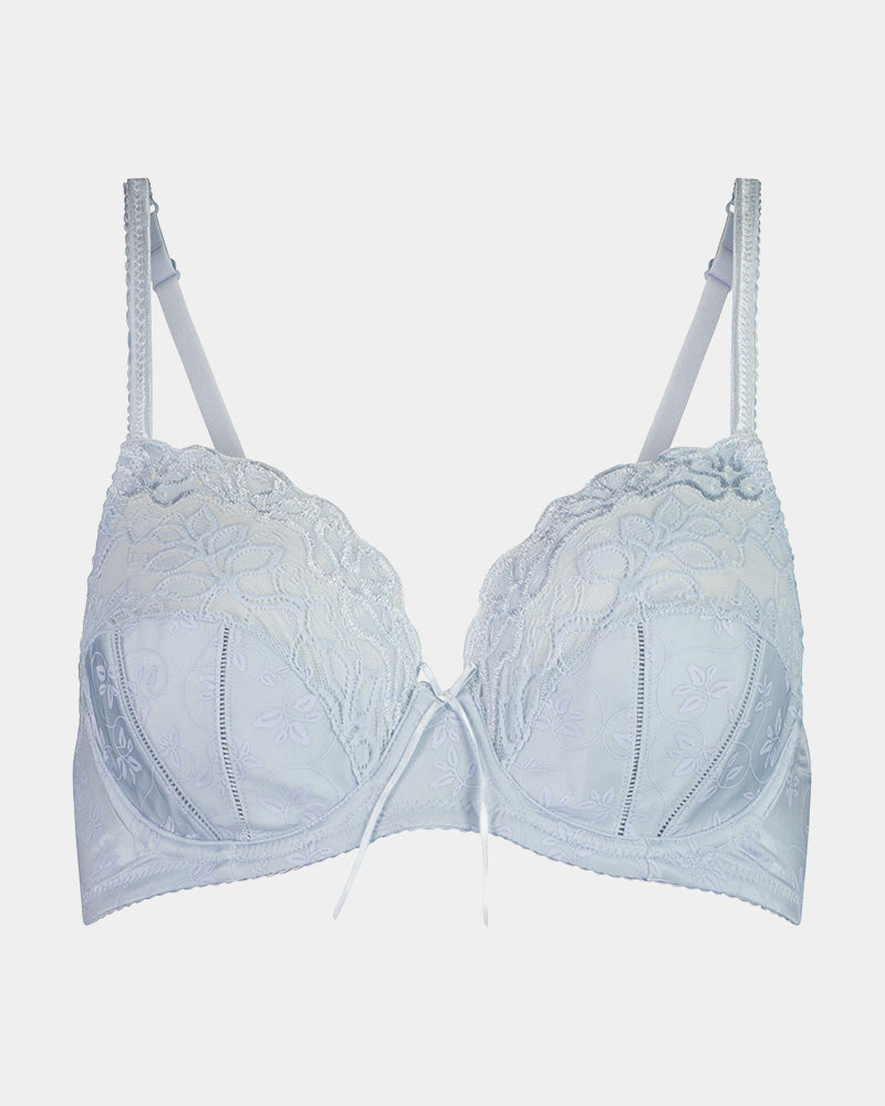 Yvette Underwire Bra in SKYWAY. Flat lay front view