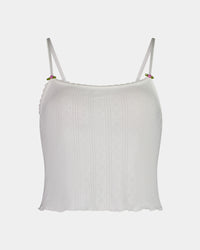 Body Cocoon Camisole in WHITE. Flat lay front view