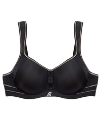 Active Contour Bra in BLACK. Flat lay front view