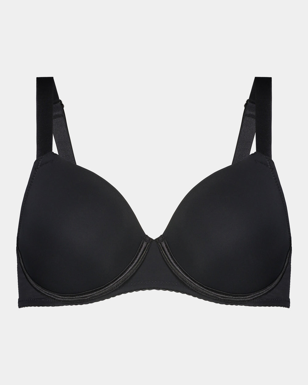 Model wears Body Basics Contour Bra in BLACK. On body front view
