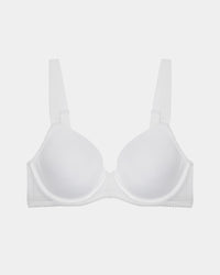 Model wears Body Basics Contour Bra in WHITE. On body front view
