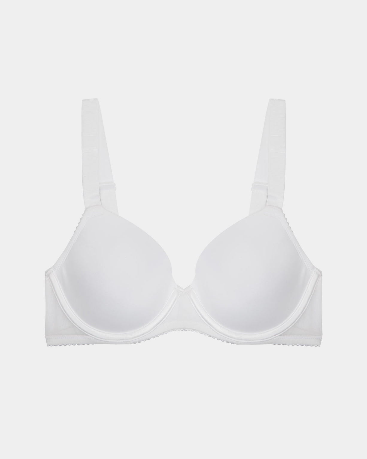 Model wears Body Basics Contour Bra in WHITE. On body front view