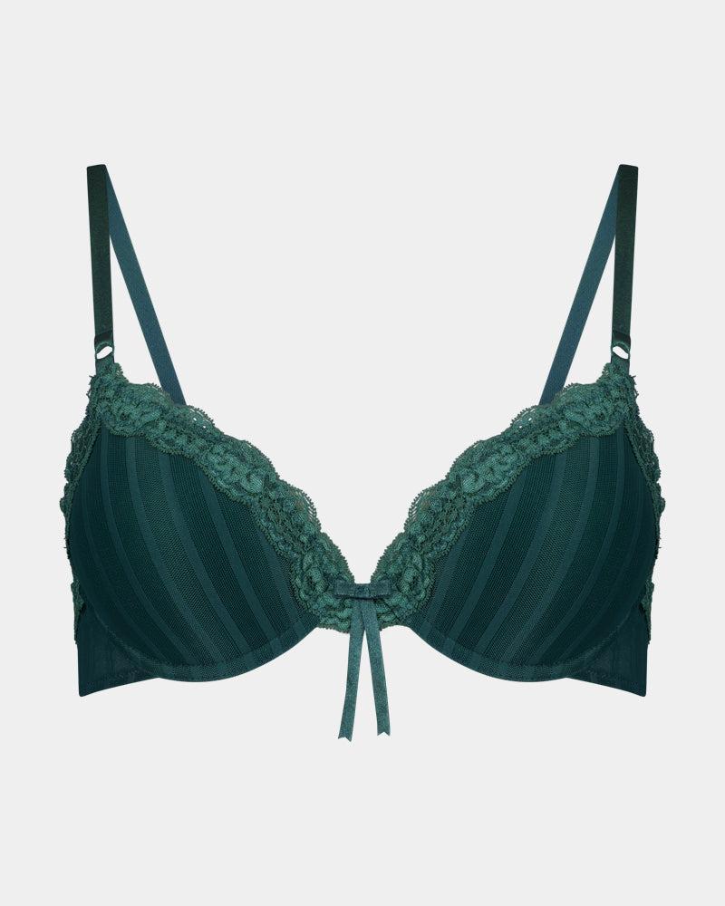 Alessandra Contour Bra in RAIN FOREST. Flat lay front view