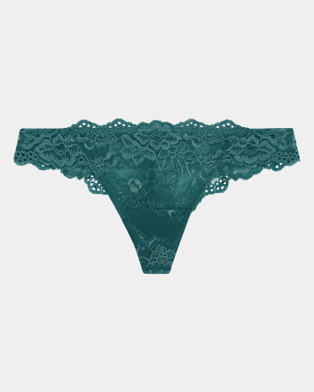 My Fit Lace Thong in MEDITERRANEA. Flat lay front view