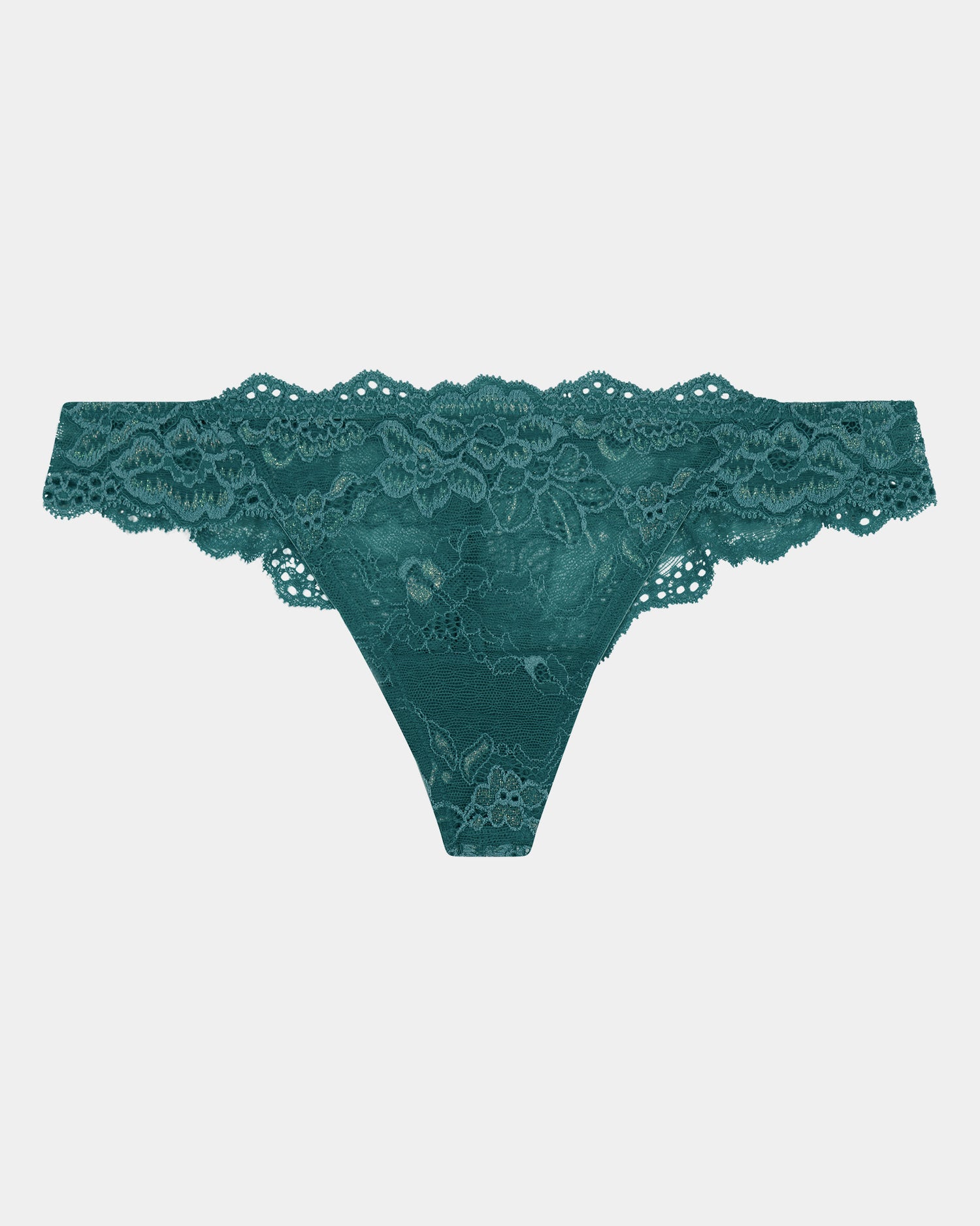 My Fit Lace Thong in MEDITERRANEA. Flat lay front view