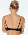 Model wears Nikki Wire Free Bra in BLACK. On body back view