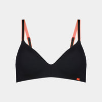 Hold Me Wire Free Bra in BLACK/NEON. Flat lay front view