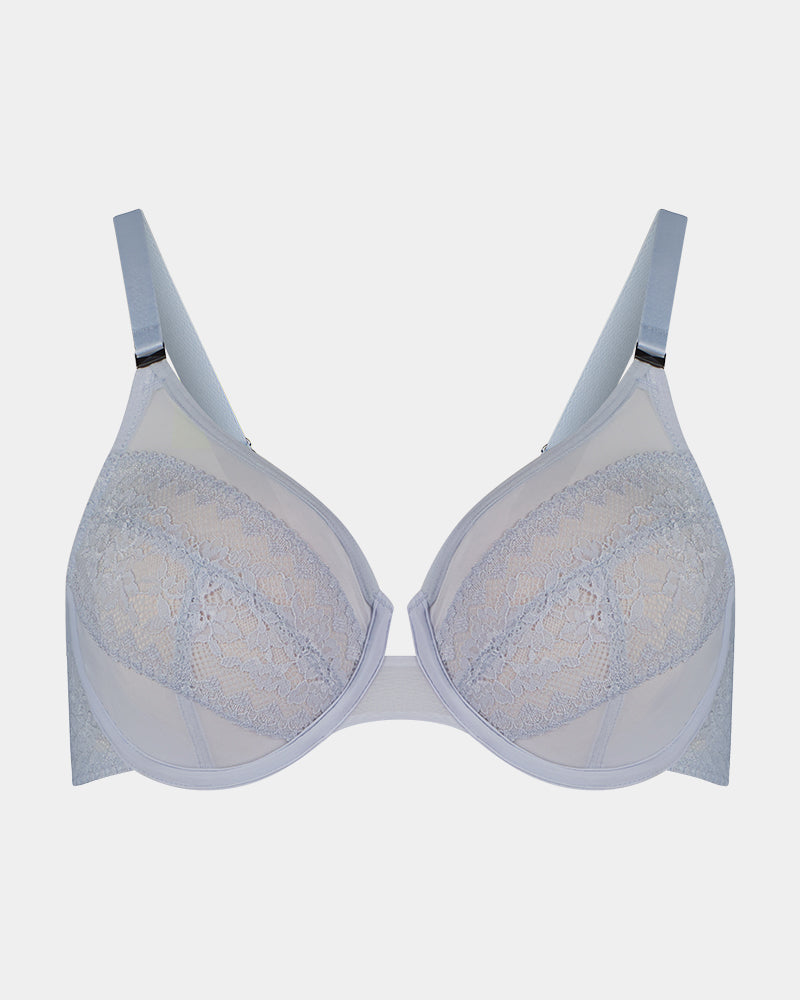Amplify Underwire Bra in SKYWAY. Flat lay front view
