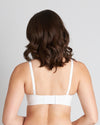 Model wears Comfit Collection Wire Free Bra in WHITE. On body back view