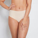 Model wears No Show Full Brief in LATTE. On body front view