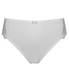 Coral High Cut Brief in WHITE. Flat lay front view