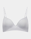 Simply Seamless Contour Bra in GREY MARL/WHITE STRIPE. Flat lay front view